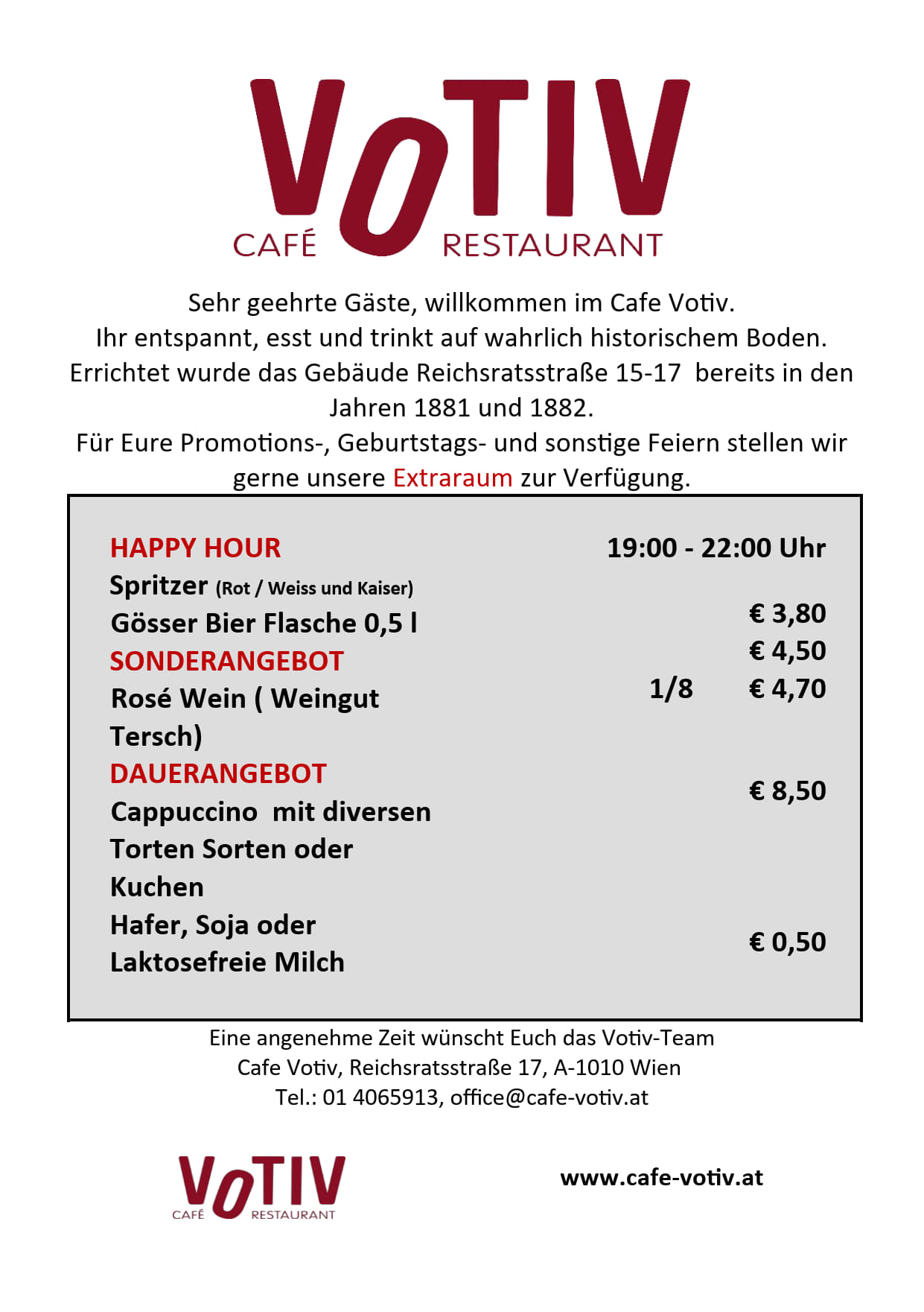 Cafe Votiv-Menü Karte erste Seite_1